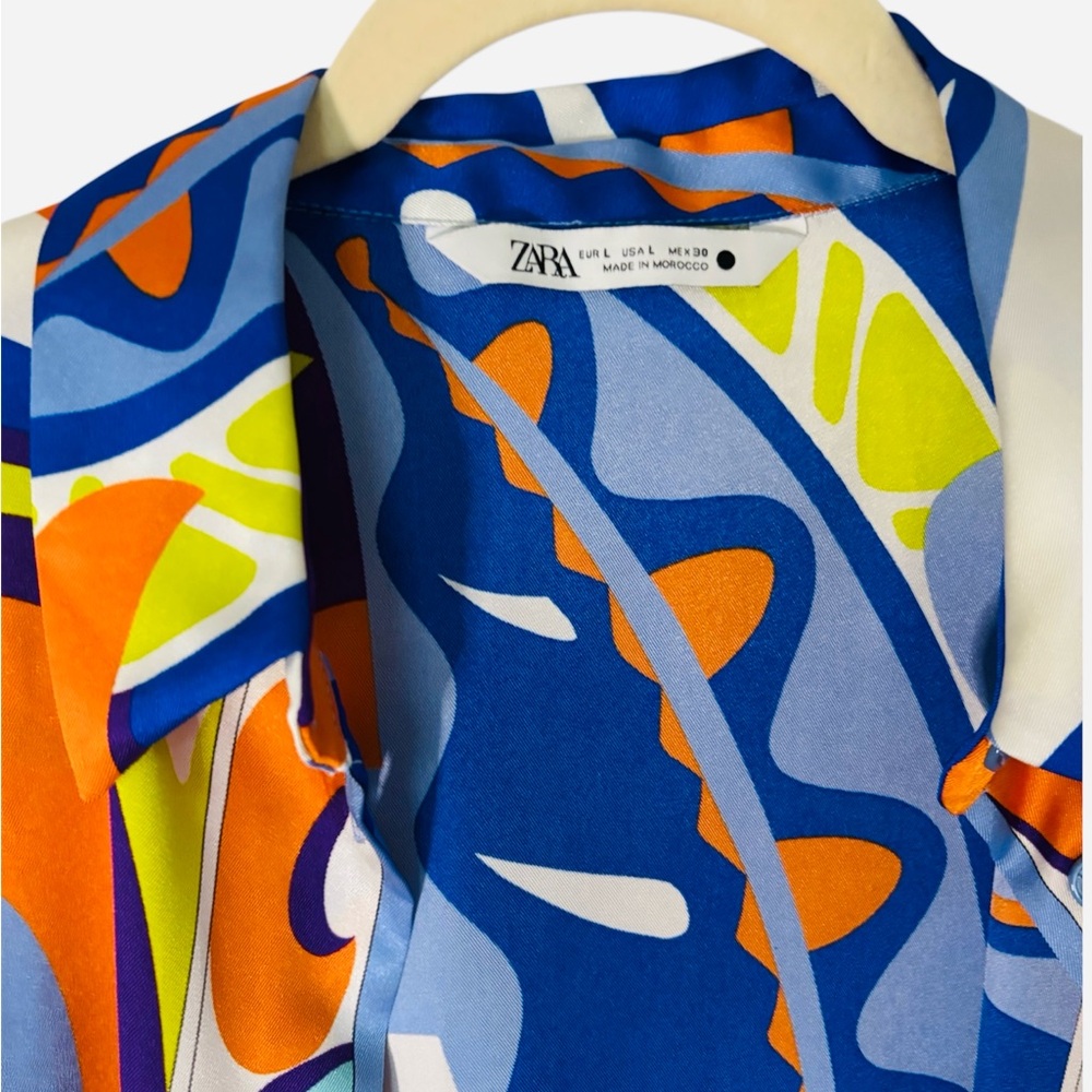 Zara Multicolor Abstract Shirt (L)and skirt (M)set